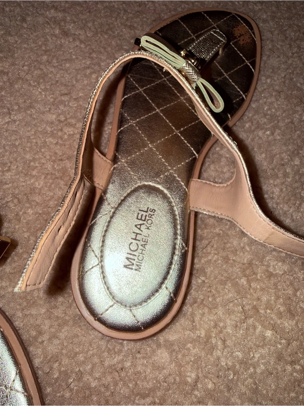 Michael Kors Metallic Gold T-Strap Sandals
